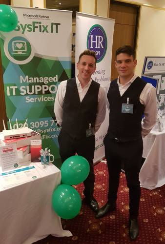 Paul Stanbra and Damien Tysoe at the We Mean Business Expo in Croydon. Exhibiting their Managed IT Support Services.