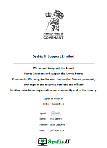 SysFix IT Supports the Armed Forces Covenant
